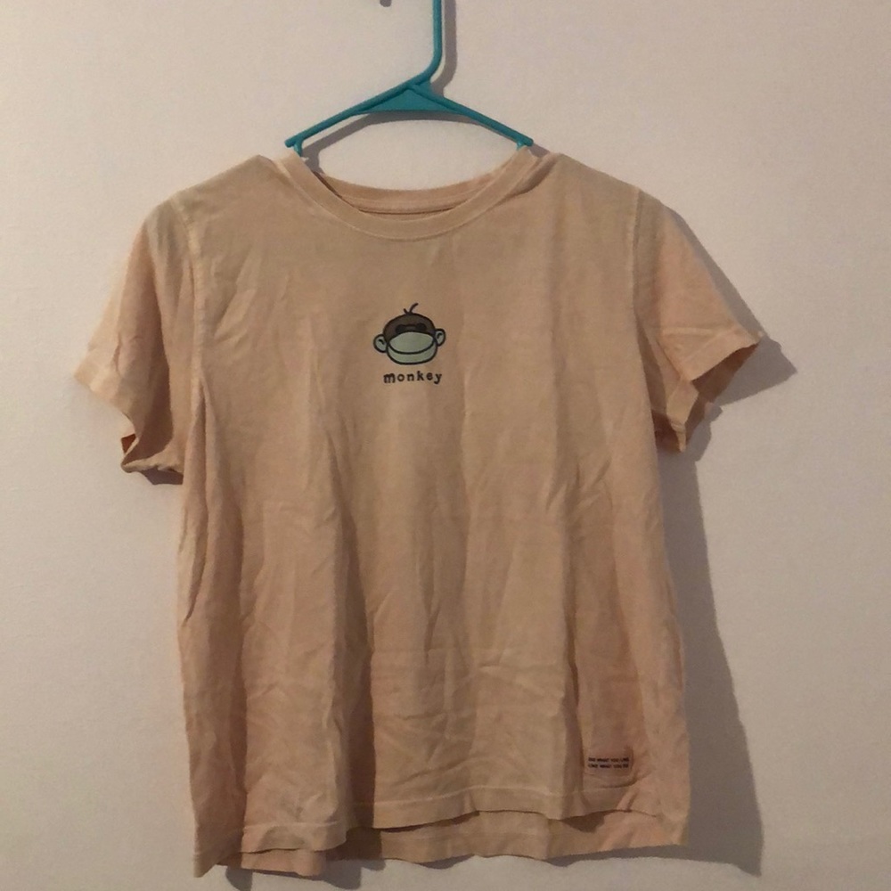 Girls Pink Life is Good Monkey Tee Shirt